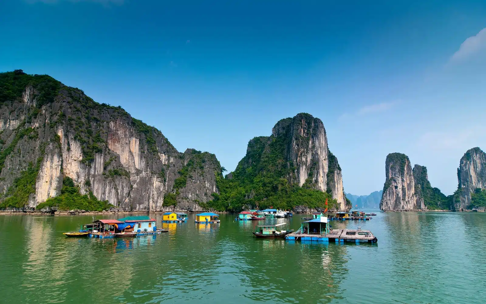 vibrant ha long bay floating village limestone karsts