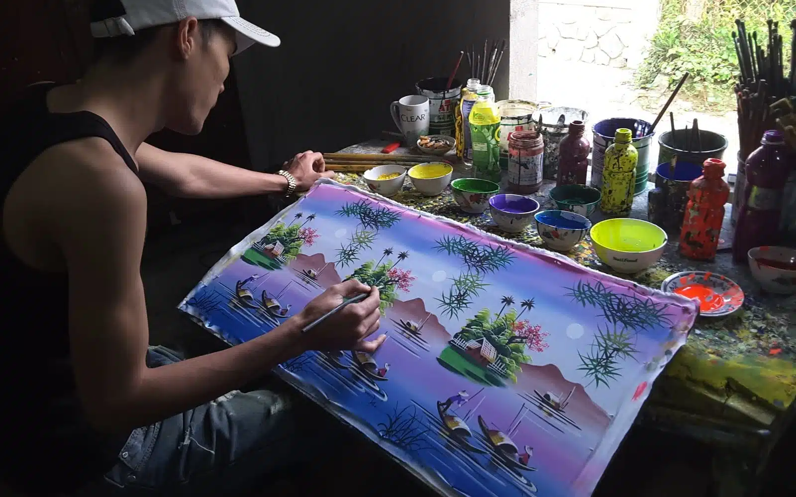 vietnamese silk painting artist workshop hue